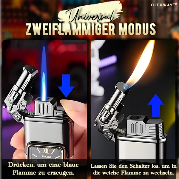 Cithway™ Winddichtes zweiflammiges Jahrgang-Uhrenfeuerzeug