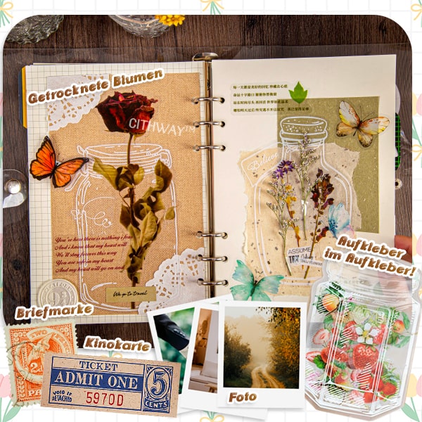 Cithway™ Getrocknete Blumen Lesezeichen-Aufklebersatz (20Stück)