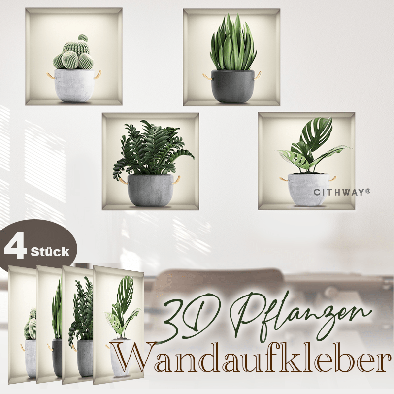 Cithway® Selbstklebende 3D-Pflanzen-Wandaufkleber