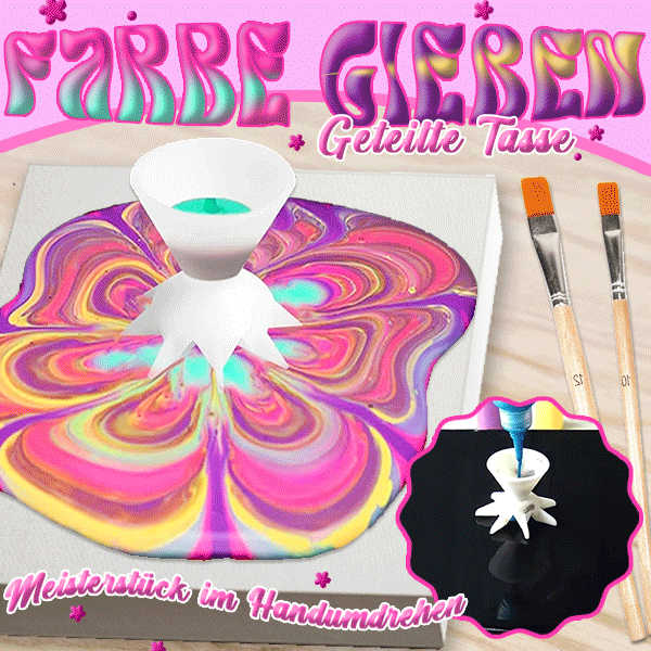 Farbe gießen Geteilte Tasse
