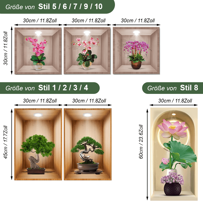 Selbstklebende 3D-Bonsai-Wandaufkleber