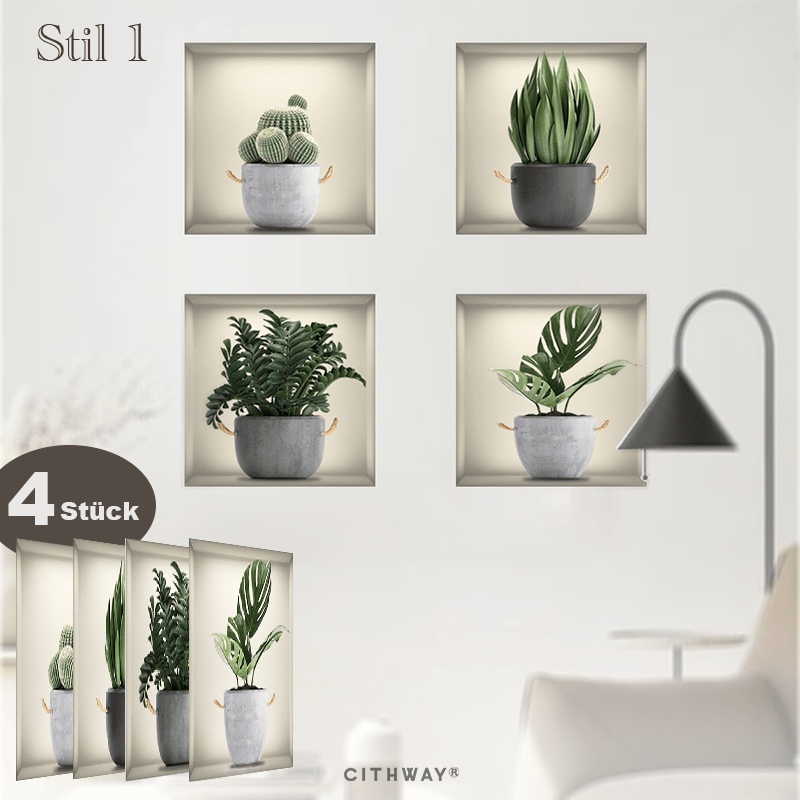 Cithway® Selbstklebende 3D-Pflanzen-Wandaufkleber